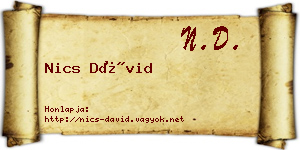 Nics Dávid névjegykártya